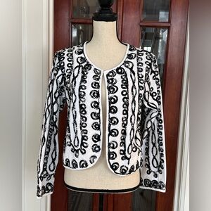 Life Style | 100% Cotton Jacket w/Black & White Curly-Q Fabric Appliqué, Size LP